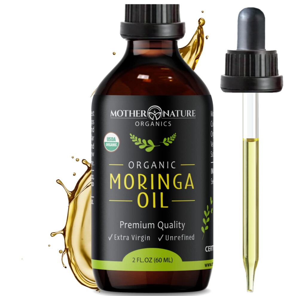 Moringa Oil  USDA Certified Organic 100 Pure Cold Pressed  Unrefined Gluten Free Oil 2oz  Natural Moisturizer for Skin Face Body  Hair  NonGMO  Vegan