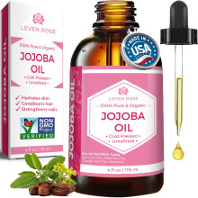 Leven Rose Jojobal Bio, reine, kaltgepresste, natrliche, unraffinierte Feuchtigkeitscreme fr Haut, Haare und Ngel, 4 oz