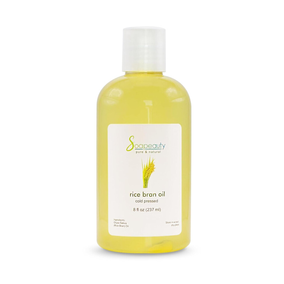 Soapeauty Rice Bran Oil Cold Pressed Unrefined 100 Natural Available In Bulk Carrier For Essential Oils Face Skin Hair Moisturizer Soap Making 8 Oz