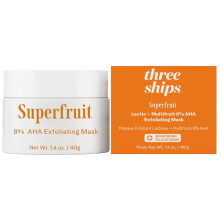 Three Ships Superfruit Lactic & Multifruit 8% AHA Exfoliërende Masker - Natuurlijke Vegan Gezichtsmasker