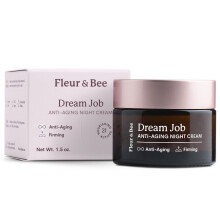 Crema notturna Anti Inveging Fleur & Bee | Pulito al 100% vegano | Crema per il viso di riparazione durante la notte per migliorare le linee sottili