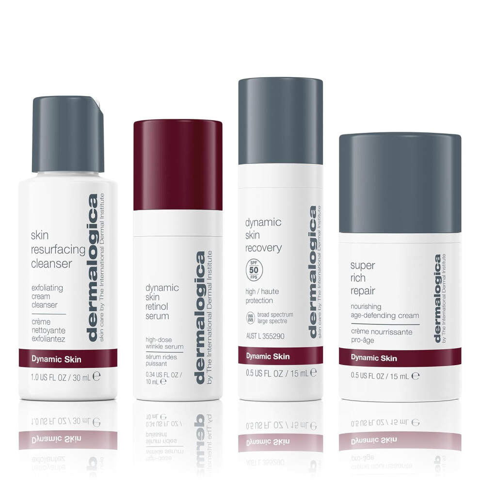 Dermalogica Skin Aging Solutions Kit Anti Aging Skincare Set  Includes Face Cleanser Serum Moisturizer with SPF and Cream Travel Size