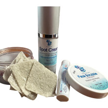 Conjunto de 3 peas de creme esfoliante facial e aplicador de manchas de tamanho de bolsa para manchas de leite, cravos pretos e poros entupidos