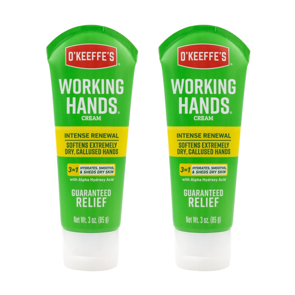 OKeeffes Working Hands Intense Renewal Hand Cream 3 oz Tube Pack of 2  Softens and Smooths Extremely Callused Dry Hands