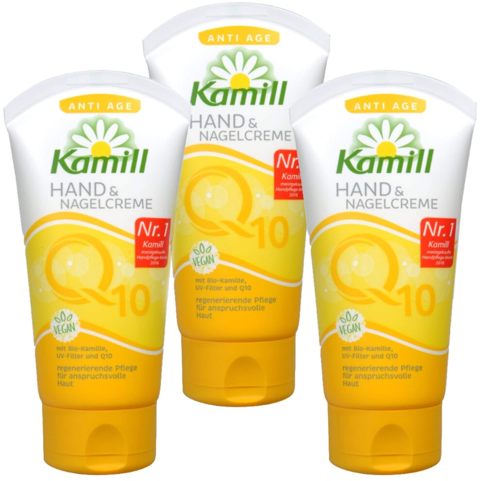 Kamill 3x75 ml Hand  Nail Cream ANTIAGE with BIO Camomile UV Filter Vitamin E and Q10  Germany-image-OPC-PGJ796F-NEW