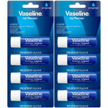 Vaseline Lip Therapy Hidratante labial de ao rpida original para lbios muito secos em basto de blsamo labial 0,16 onas Ea (pacote com 8)