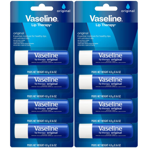 Vaseline Vaseline Lip Therapy Original 8Pack  Moisturizing Lip Balm for Very Dry Lips 016 Oz Ea
