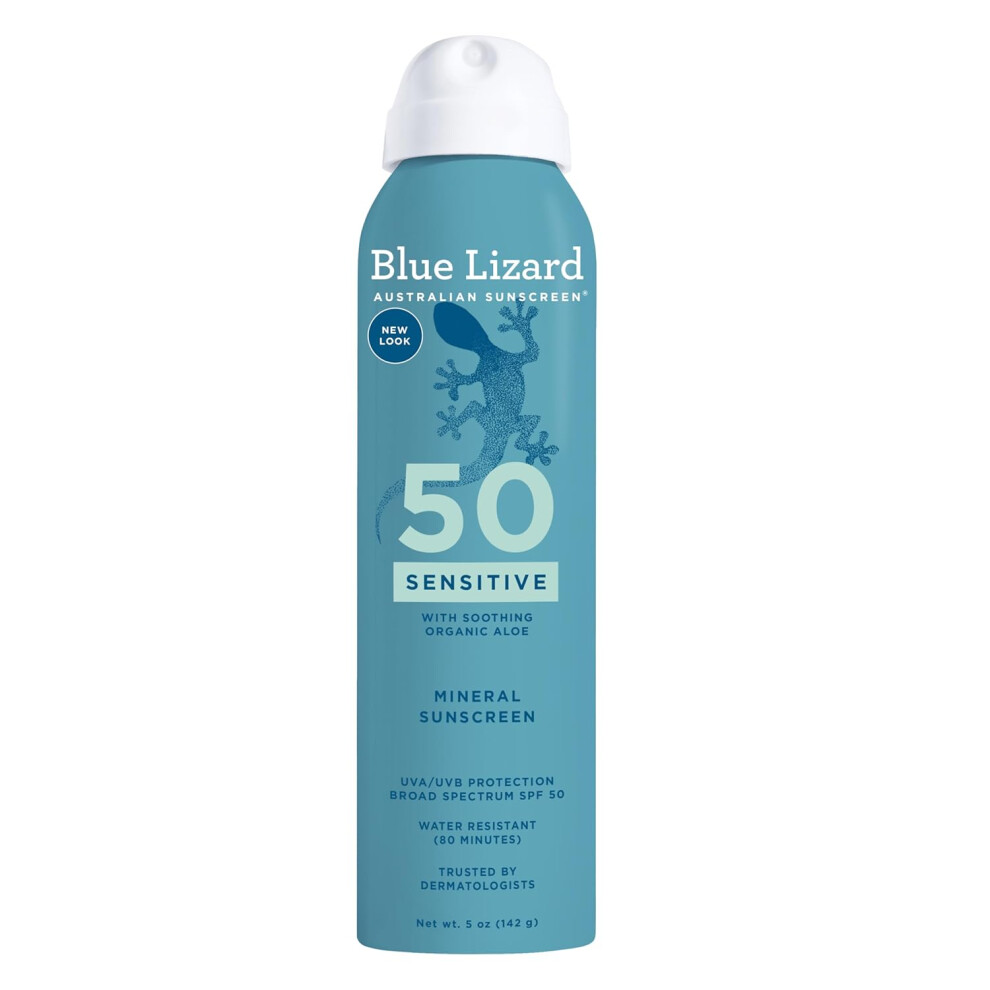 BLUE LIZARD Mineral Sunscreen Sensitive SPF 50 Spray 5 Ounce