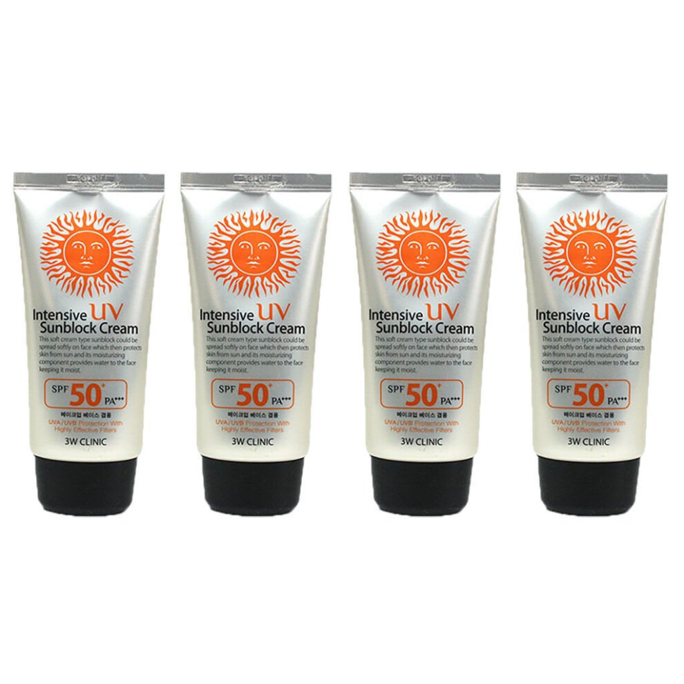 3W Clinic Cream Intensive Uv Sunscreen Sunblock 4 Pack Spf50 Pa 70Ml 23Oz