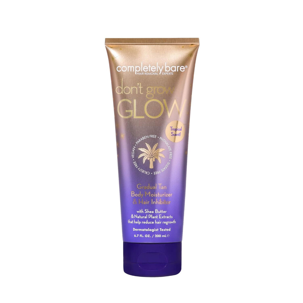 completely bare dont grow GLOW Gradual Tan Body Moisturizer  Hair Inhibitor  Shea Butter  Hair Minimizers