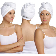 Turbie Twist 3Pack Cotton Hair Towel Wrap for Beauty Travel Gifting  FastDrying Turban for Luxurious Personal Care  For All Hair Types  Lengths  White
