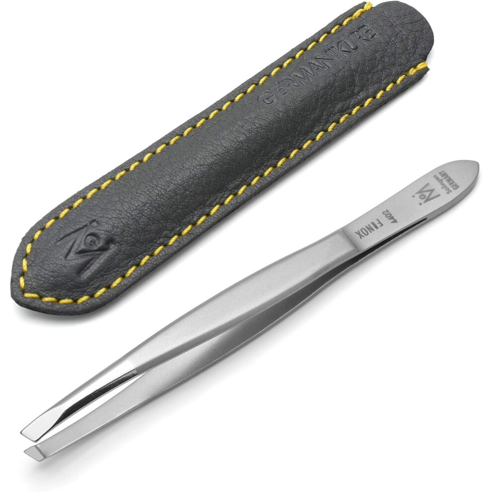 Germanikure Slanted Tweezers In Leather Case Made In Solingen Germany