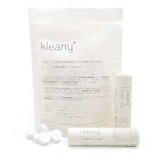 Kleany - 100 Serviettes Comprimées - 100% Rayonne - Biodégradables & Hypoallergéniques - Lingettes de Voyage