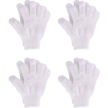 Hotop 4 Pairs Shower Gloves Scrubbing Gloves Dual-sided Exfoliating Glove Body Bath Scrubs White