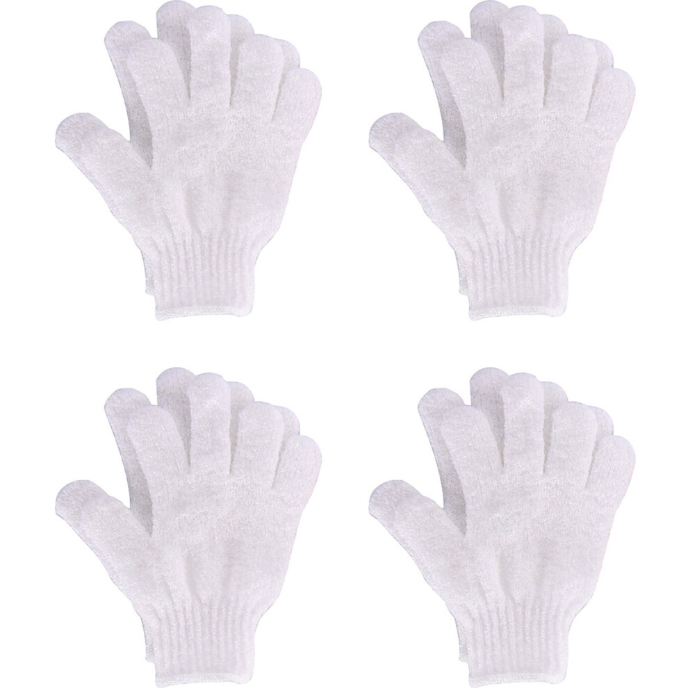 Hotop White 4 Pairs Shower Gloves Scrubbing Gloves Dualsided Exfoliating Glove Body Bath Scrubs