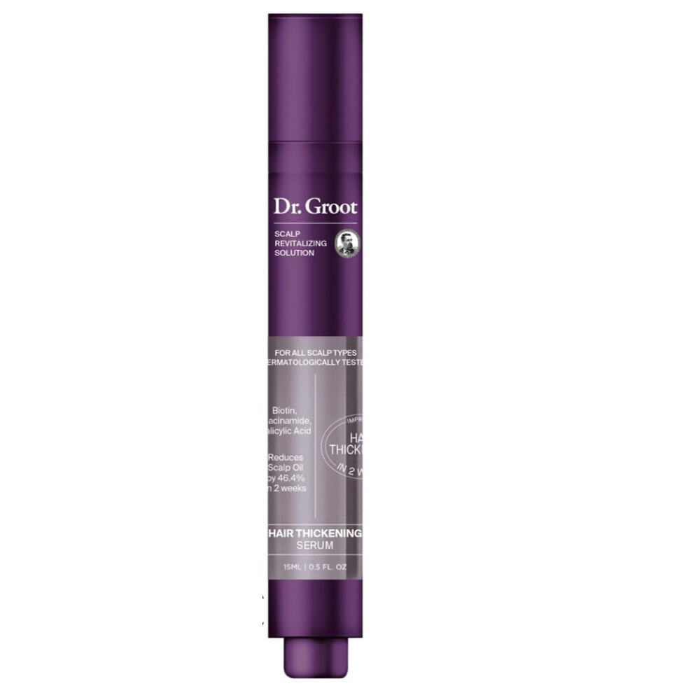 Dr Groot Hair Thickening Serum For Hair loss Thinning Hair Korean Hair Care Scalp Treatment Clinically Tested Thicker Hair Reduces Oil Roll On