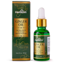 Herbishh Ginger Hair Oil Fast Thickening and Regrowth Serum for Dense Hair Best Compact 30ml Care Product for Women Men
