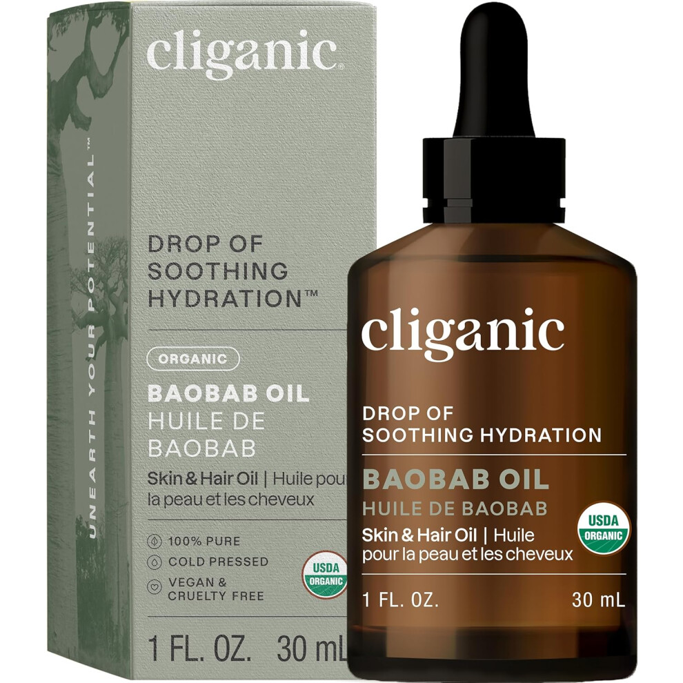 Cliganic Organic Baobab Oil 100 Pure For Face Hair Natural Cold Pressed Unrefined Packaging May Vary