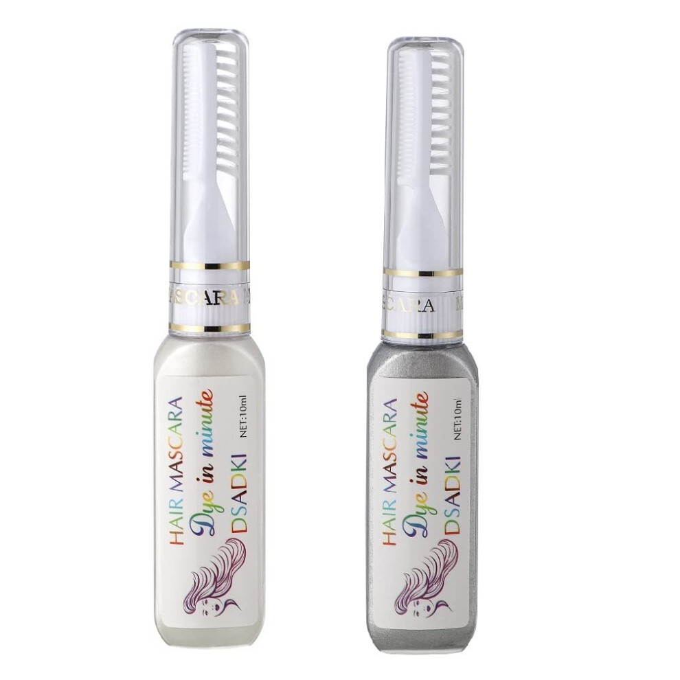 Dsadki Gray Temporary Hair Color Mascara Washable Hair Dye Stick Nontoxic Instant Hair Chalk Dye For Girls Women Whitesilver