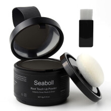 Seaboll Root Touch Up - Instant Cover Powder voor Grijze Haren, Stevige Haarlijn Poeder (B-Zwart, 0.14 Oz)