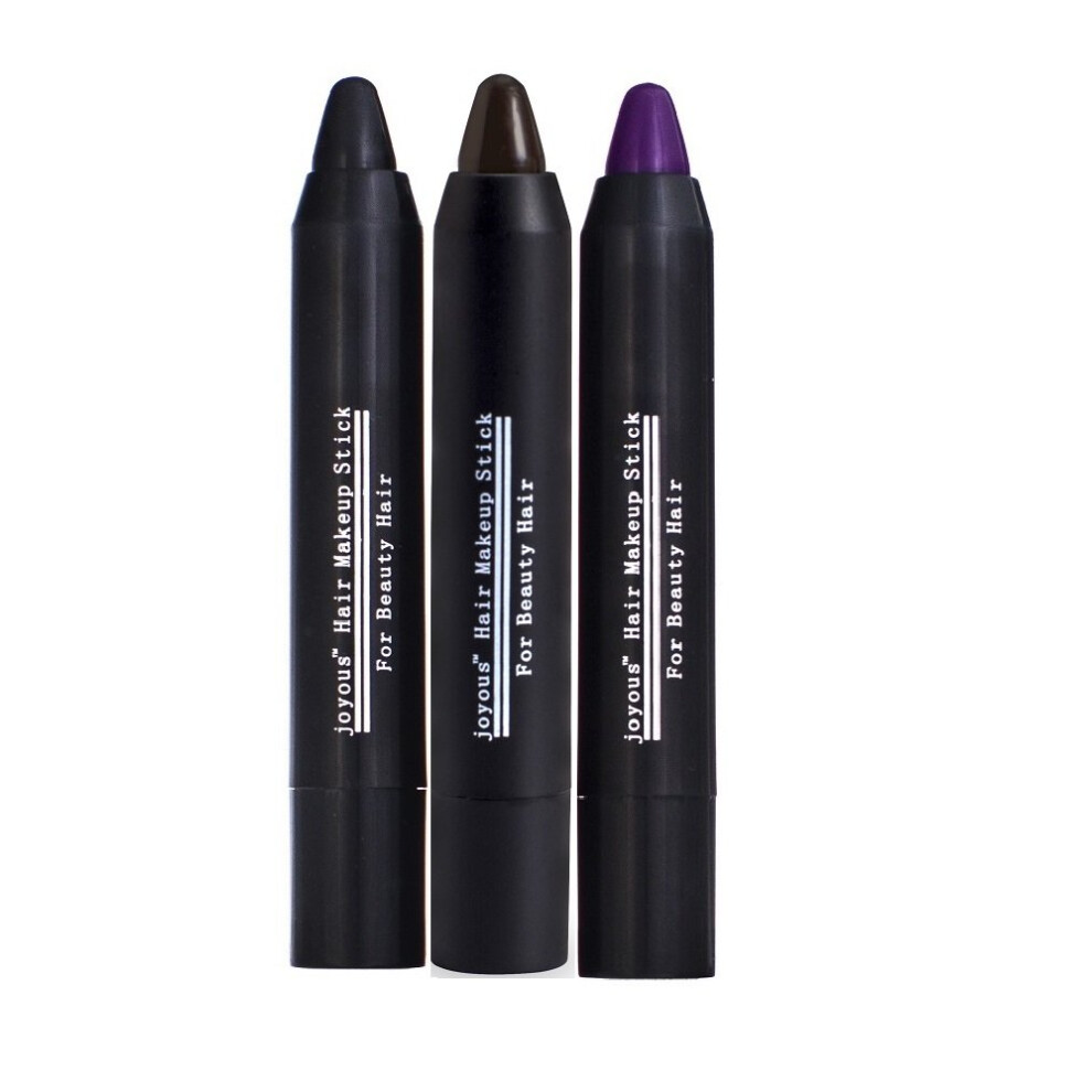 Joyous White Professional Hair Chalk Temporary Hair Dye Nontoxic Hair Color Crayon Cover Hair Color Patch 3Packsblackdark Brownpurple