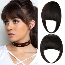 Leterly Pony Haar Clip-in Pony Dikke Franse pony Clip-in Hair Extensions Piekerige neppony voor dames Franje met tempels Haarstukken voor Dagelijks g