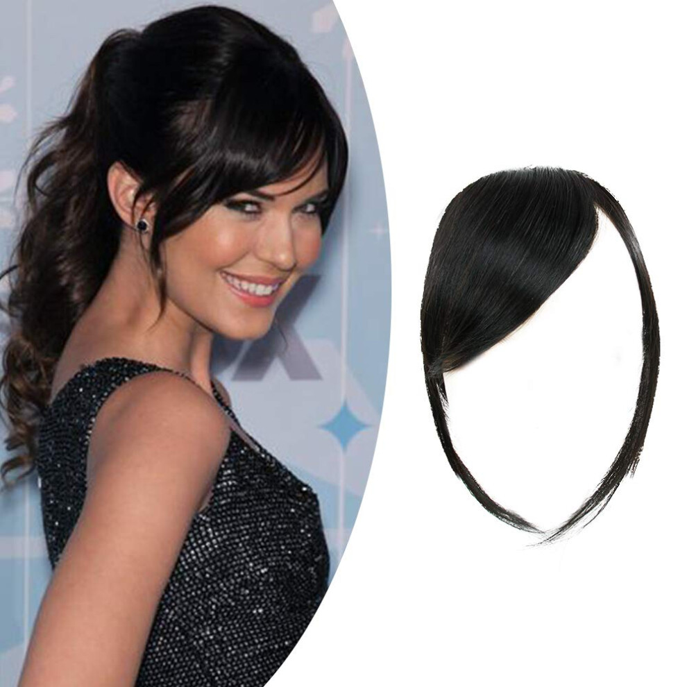 Shinon Thick Side Swept Bangs Clip In Fringe Bangs Hair Extensions Real Human Hair Natural Black