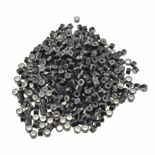 HAHIYO 500kpl Musta 5,0x3,0x3,0 mm Micro Links Hiustenpidennyshelmet Silikonilla vuoratut hiustenpidennyssormukset ammattikäyttöön pidennystyökalu