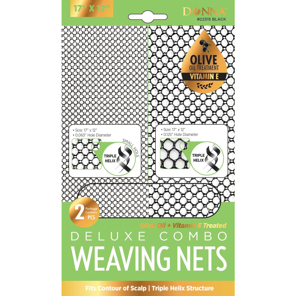 DONNA Deluxe Weaving Nets Combo 2pcs 17 x 12 Mesh Hole Wig Head Wig Caps for Women 1PC BLACK Color