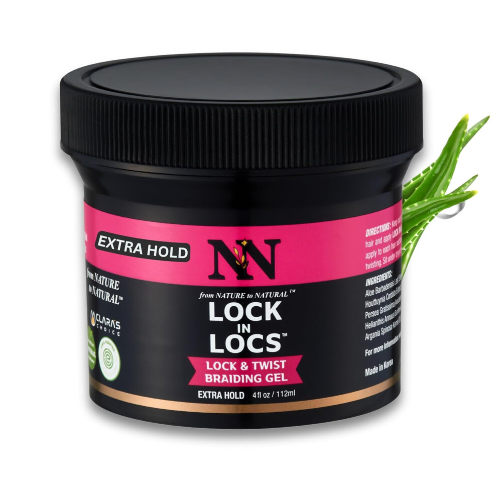 Nature\'S Nature Lock In Locs Lock Twist Braiding Gel 4 Fl Oz Extra Hold Loc Braid Twist Gel For Locs Dreads Box Braids Retwist Extreme Hold No Flaking