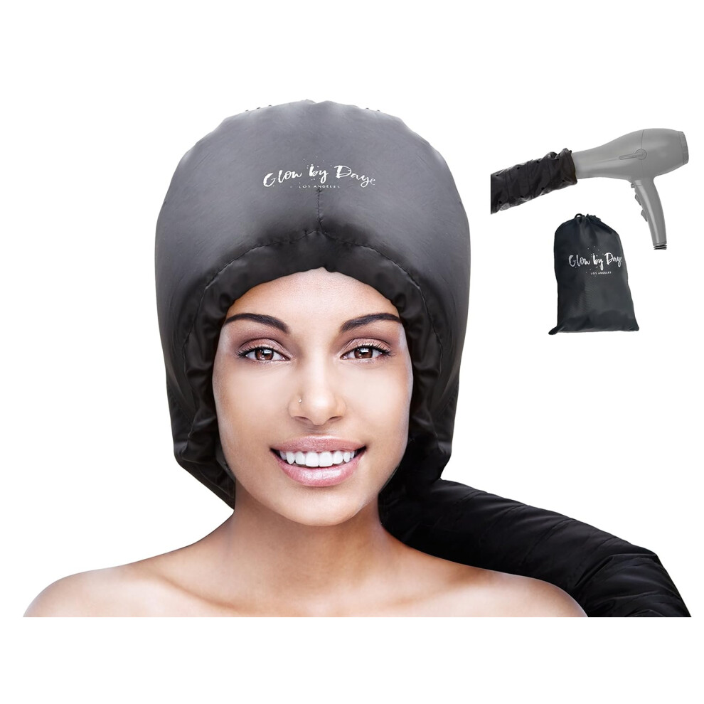 Glow by Daye Bonnet Hood Hair Dryer Attachment At Home Hair Dryer Hood for Hand Held Hair Dryer ExtraLarge Black