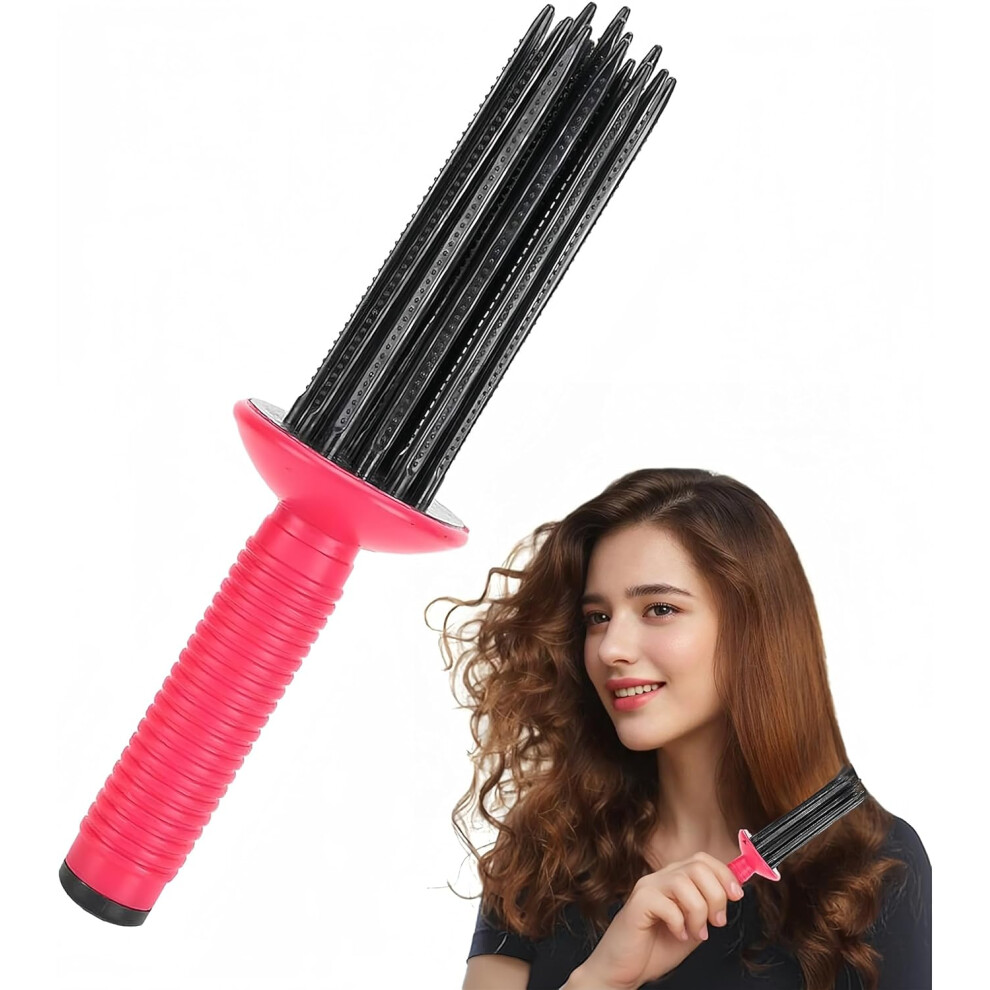 Neuvikter Curly Hair Styler Tool 17 Teeth Curling Roll Comb Rose Redblack Hair Salon Professional Curling Brush For Home Use