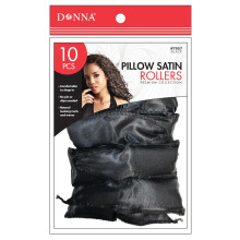 DONNA Satin Pillow Rollers Large 10pcs Foam Rollers for Heatless Hairdressing and Styling with Hair Clips BLACK