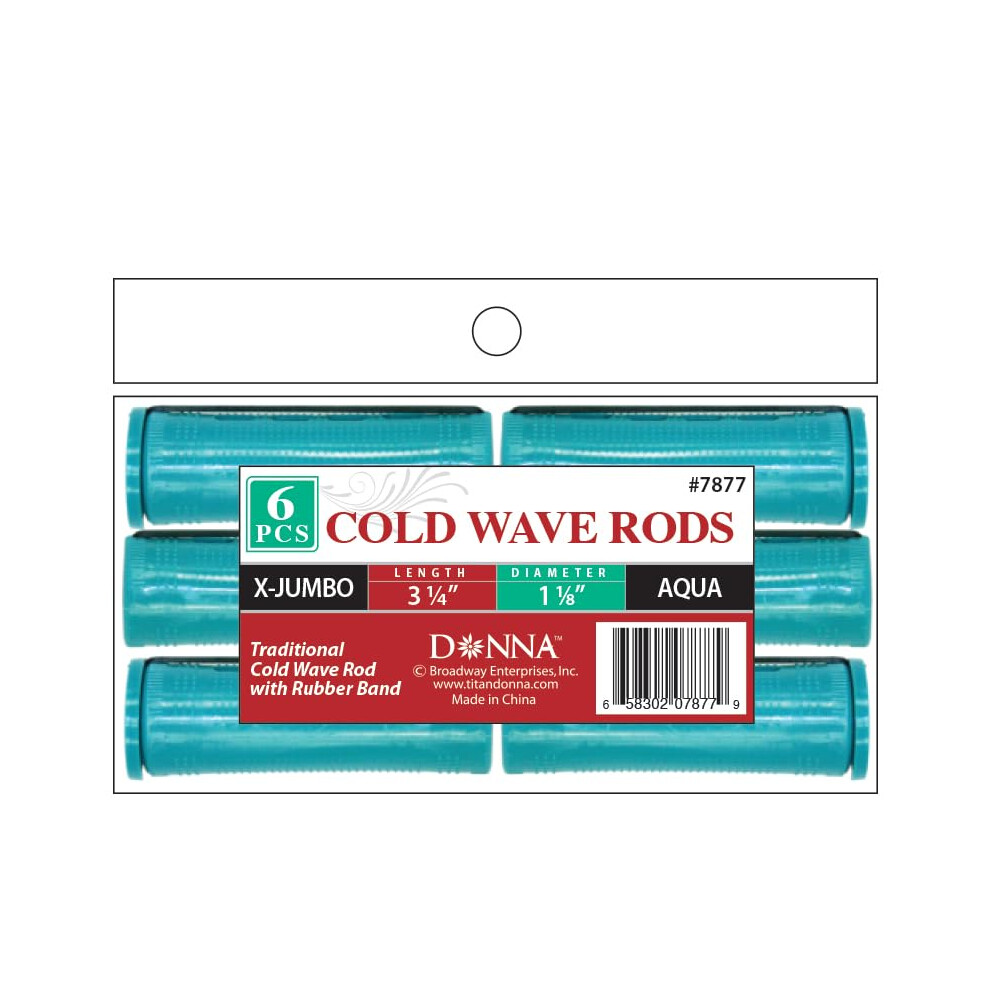 DONNA Cold Wave Rods 325L 1125D JUMBO 6PCS Rollers Foam Hair Rollers Hair Curlers Hair Clips for Hairdressing Styling Heatless Hair Curler AQUA