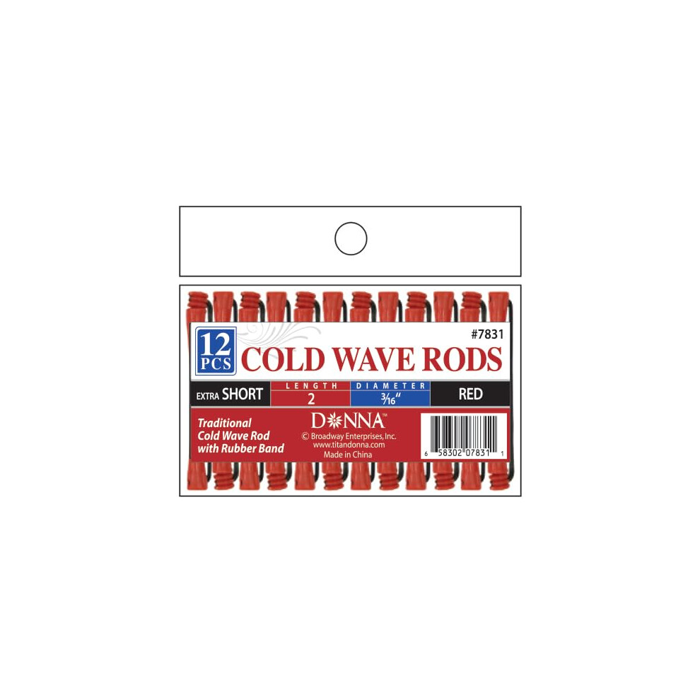 DONNA Cold Wave Rods 2L 216D 12PCS XS Rollers Foam Hair Rollers Hair Curlers Hair Clips for Hairdressing Styling Heatless Hair Curler RED