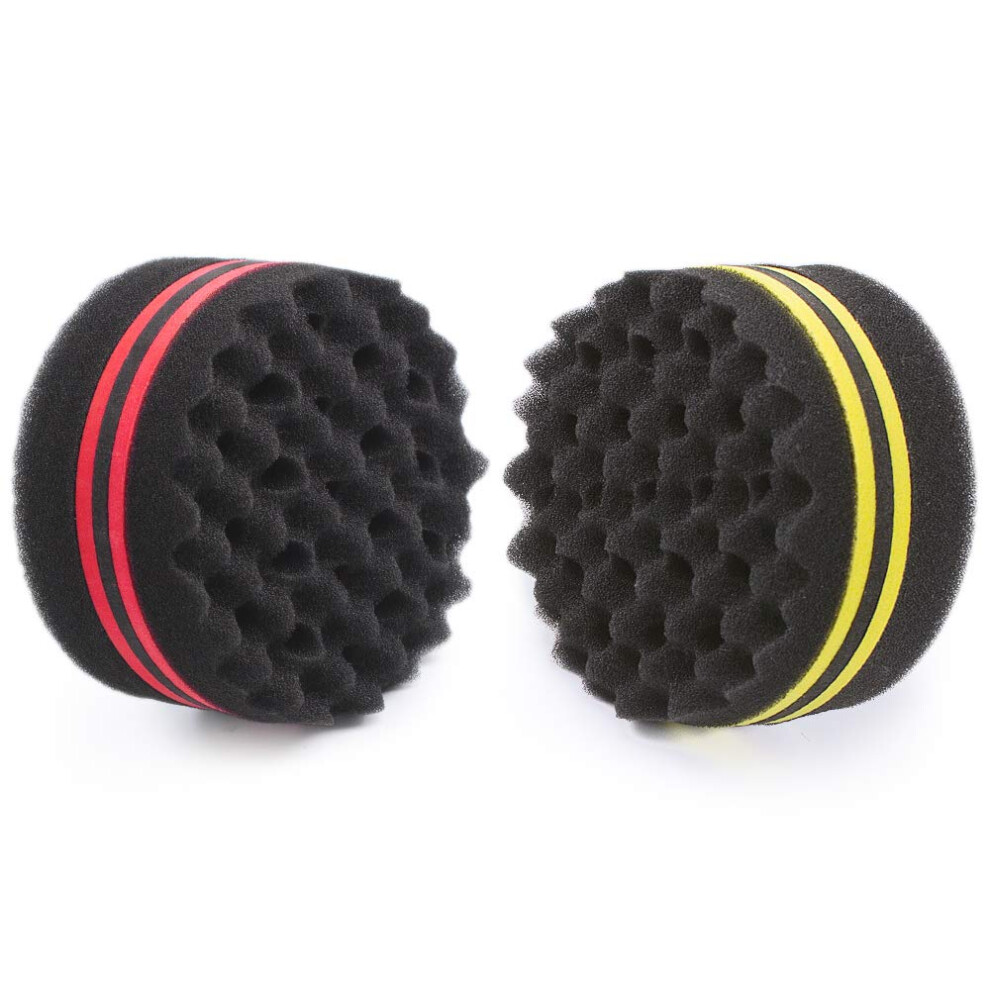 Worgate Small And Big Hole Hair Sponge For Twist Dreads Locking Afro Curl Brush Barber 2 Pcs