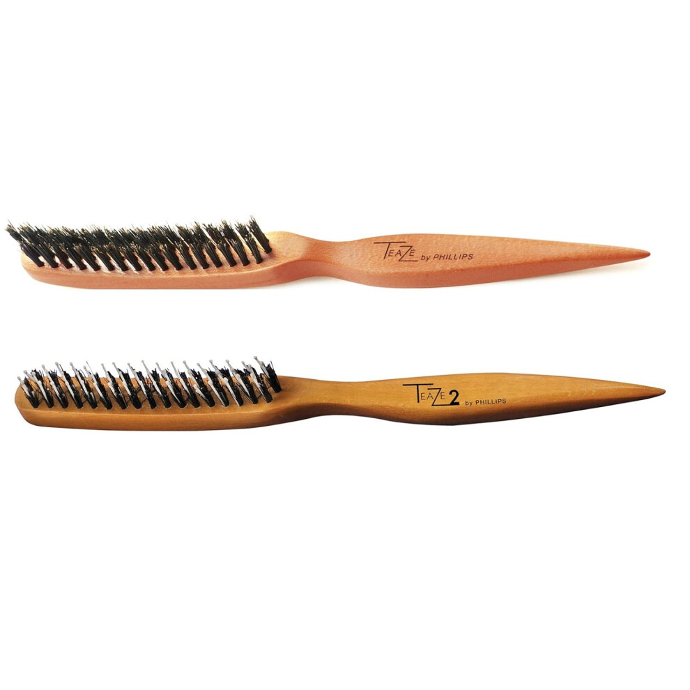 Phillips Brush Teaze  Teaze 2 Hair Brush Combo Pack  Superior Styling Parting  Layering Wooden Construction  Boar Bristles