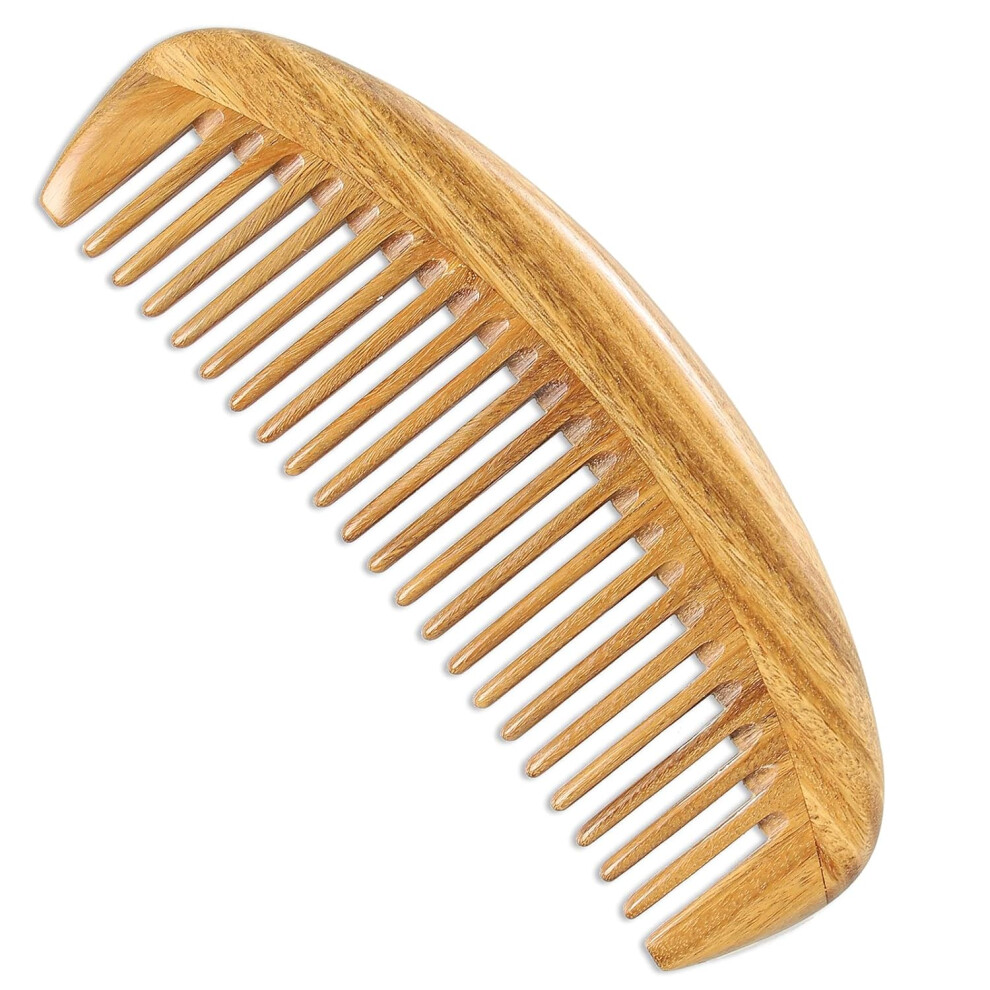 Onedor Handmade 100 Natural Green Sandalwood Hair Combs Antistatic Sandalwood Scent Natural Hair Detangler Wooden Comb Oval Fine Tooth
