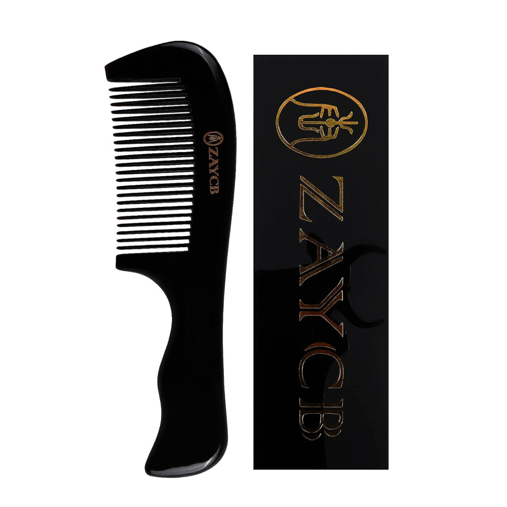 Zaycb Unisex Black Hair Comb 100 Buffalo Horn Fine Tooth Comb Antistatic Hair Styling Detangling Comb For Men Women And Kids For All Hair Types