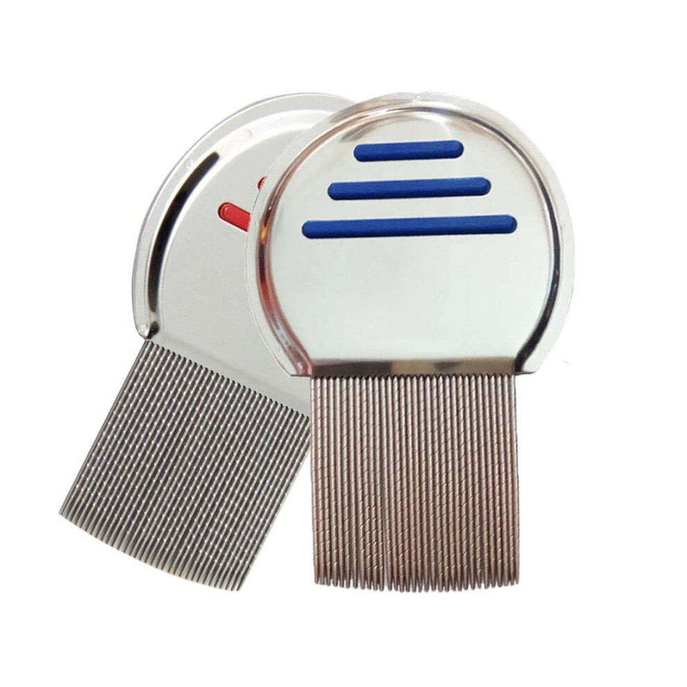 Zyoung Unisex 2 Pcs Stainless Steel Lice & Dandruff Comb Fine Tooth Comb