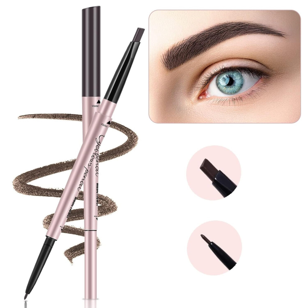 Turritopsisd Brown Eyebrow Pencils 2Pack Professional Brow Pencil Dual Tips Retractable Waterproof Natural Eye Brows Makeup Dark