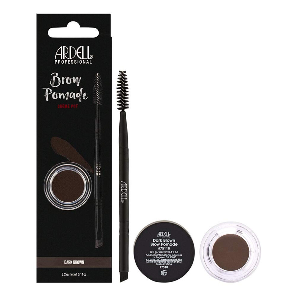 Ardell Brow Pomade  Dark Brown SmudgeProof LongLasting Eyebrow Makeup with DualEnded Precision Brush and Spoolie for Defined and Natural Brows 1 Pack