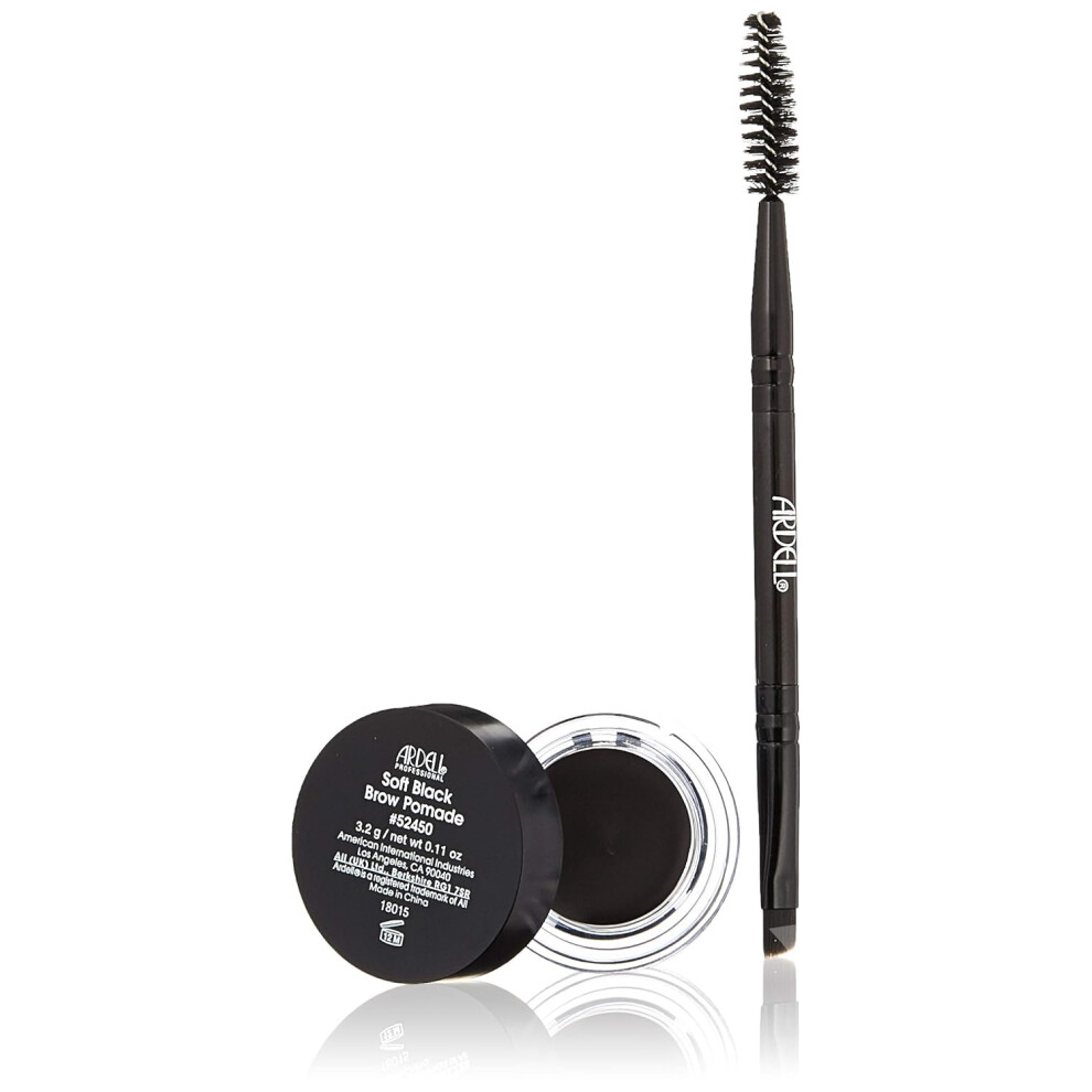 Ardell Brow Pomade  Soft Black SmudgeProof LongLasting Eyebrow Makeup with DualEnded Precision Brush and Spoolie for Defined and Natural Brows 1 Pack
