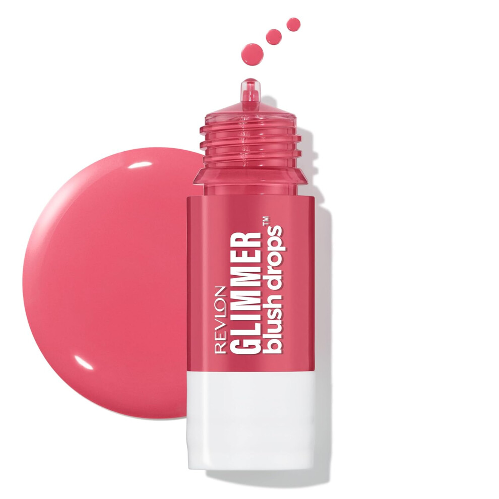 Revlon Glimmer Blush Drops Liquid Blush for Cheeks Liquid to Velvety Powder Finish Glowy High Pigment 102 Pink It Over 032 fl oz
