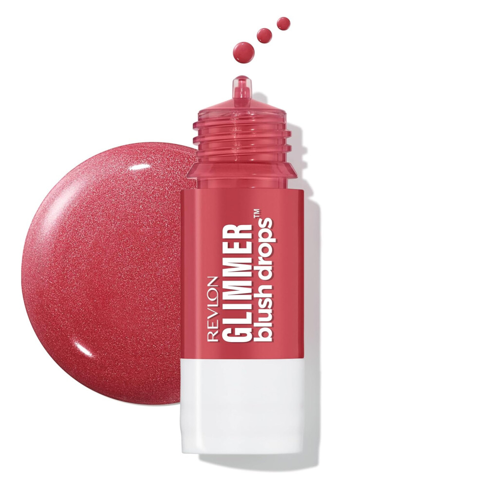Revlon Glimmer Blush Drops Liquid Blush for Cheeks Liquid to Velvety Powder Finish Glowy High Pigment 103 Field of Roses 032 fl oz