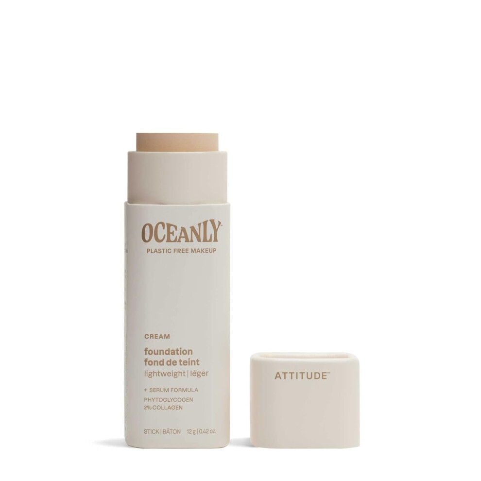 Attitude Oceanly Light Coverage Foundation Stick Titanium Dioxide-Free Ewg Verified Plastic-Free Vegan & Cruelty-Free Makeup Cream 0.42 Oun