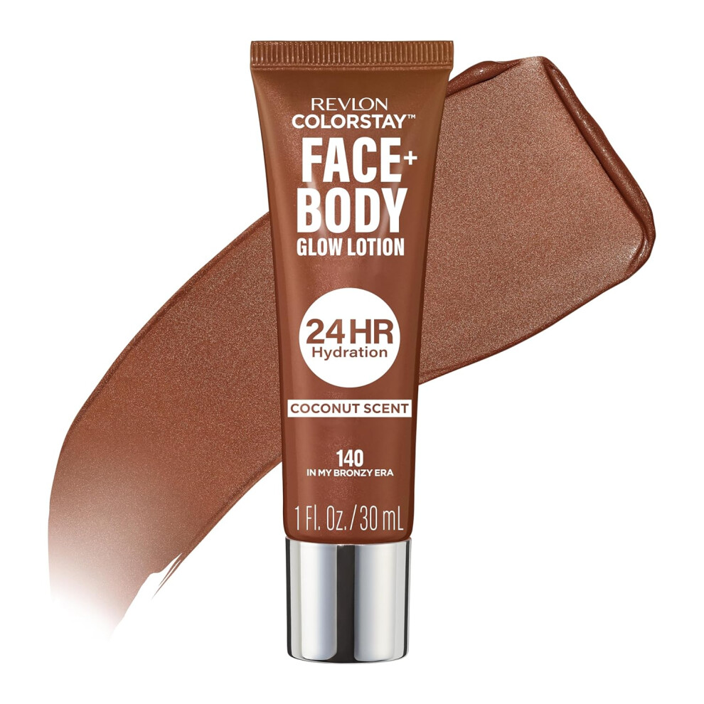 Revlon ColorStay Face  Body Glow Lotion Hydrating Glow Moisturizer 24HR Hydration Illuminating Luminizing Shimmer 140 In My Bronze Era