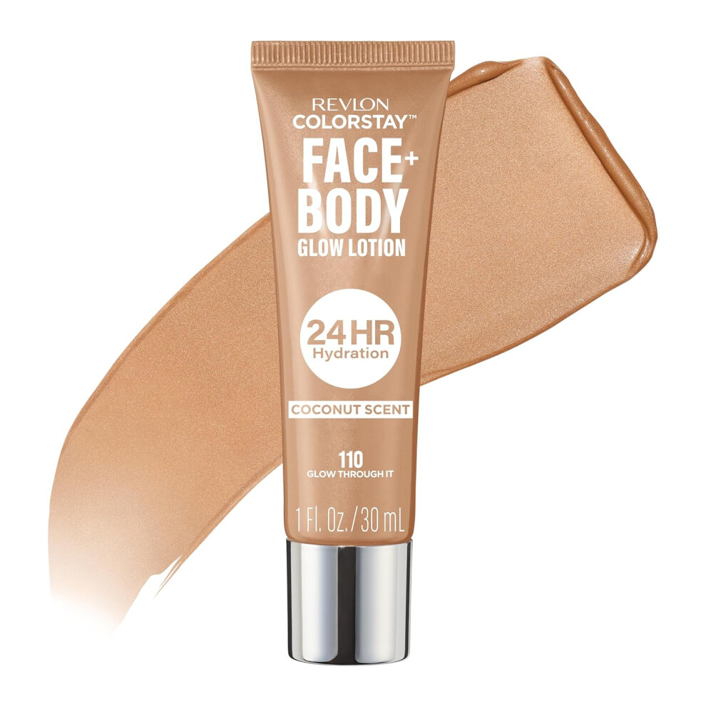 Revlon ColorStay Face  Body Glow Lotion Hydrating Glow Moisturizer 24HR Hydration Illuminating Luminizing Shimmer 110 Glow Through It