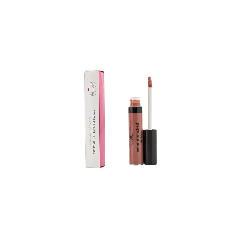 Laura Geller Color Drenched Lip Gloss  Cafe Au Lait  HighPigment NonSticky Lip Gloss with Moisturizing Glossy Finish