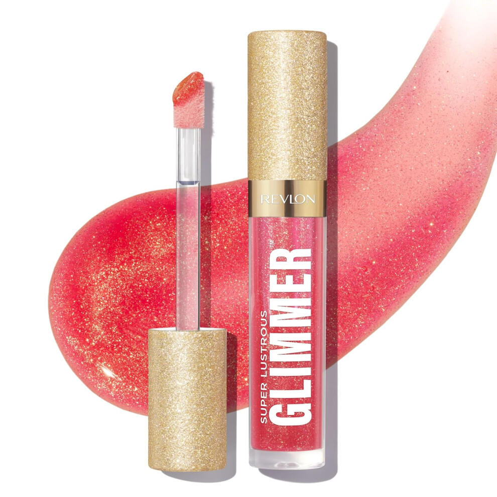 REVLON Super Lustrous Glimmer Gloss NonSticky Lip Gloss HighShine Finish PlantBased Glitter 007 Haute Honey 013 fl oz